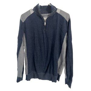 BKE The Buckle Mens 100% Cotton Zip Cardigan Sz L Navy Gray Standard Fit